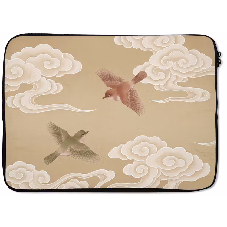 Vogels - Vliegen - Beige laptophoes neopreen klein -zkaufland3dotto