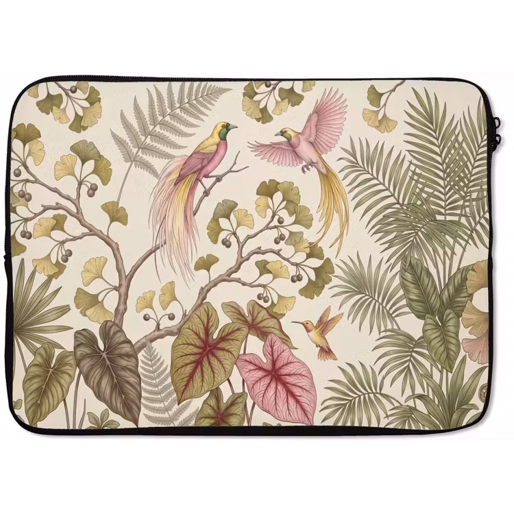 Vogels - Tropisch - Botanisch - Roze laptophoes neopreen klein -zkaufland3dotto
