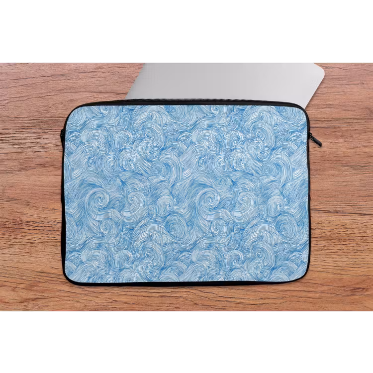 Blauw - Wit - Spiraal - Golven - Lijnen laptophoes neopreen klein 279 -tafel