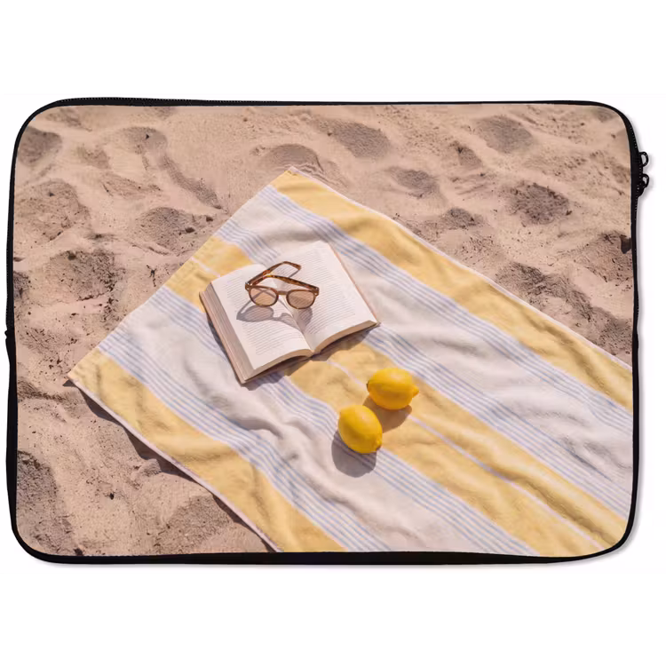 Boek - Zonnebril - Strand - Zomer - Geel laptophoes neopreen klein -zkaufland3dotto