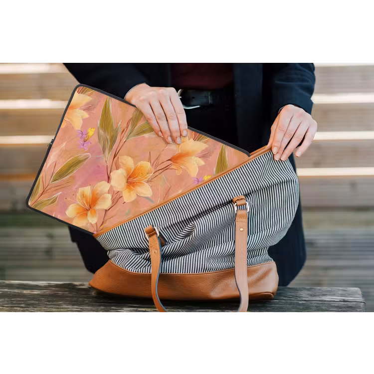 Botanisch - Bloemen - Kleurrijk laptophoes neopreen klein 279 -tas