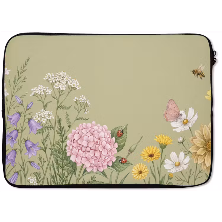 Botanisch - Bloemen - Kleurrijk laptophoes neopreen klein -zkaufland3dotto