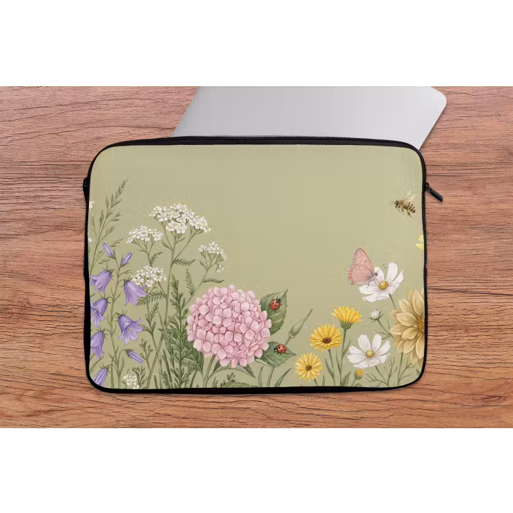 Botanisch - Bloemen - Kleurrijk laptophoes neopreen klein -tafel