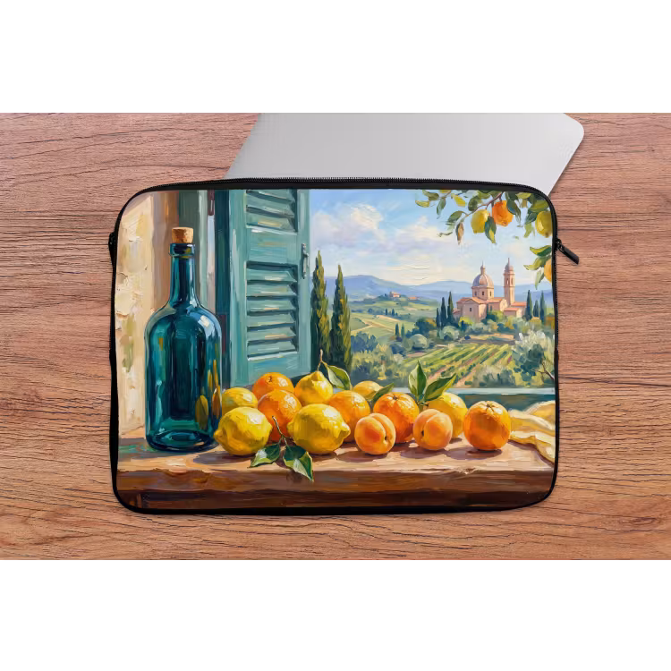 Laptop Sleeve - Bottle - Fruit - Still Life - Fles - Fruit - Stilleven laptophoes neopreen klein