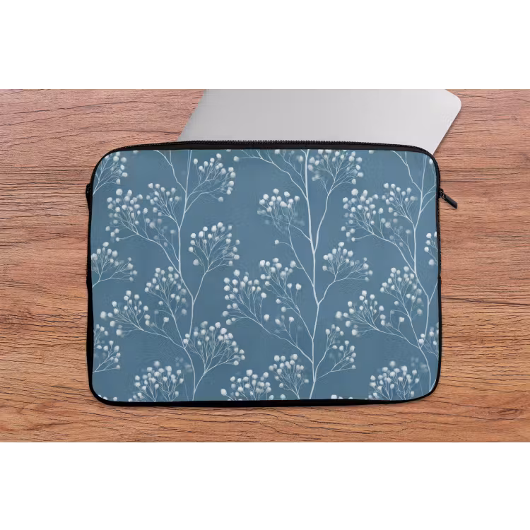 Takken - Bessen - Patroon - Lichtblauw laptophoes neopreen klein 279 -tafel