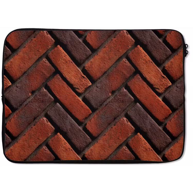 Bakstenen - Visgraat - Structuur - Roodbruin laptophoes neopreen klein 279 -zkaufland3dotto