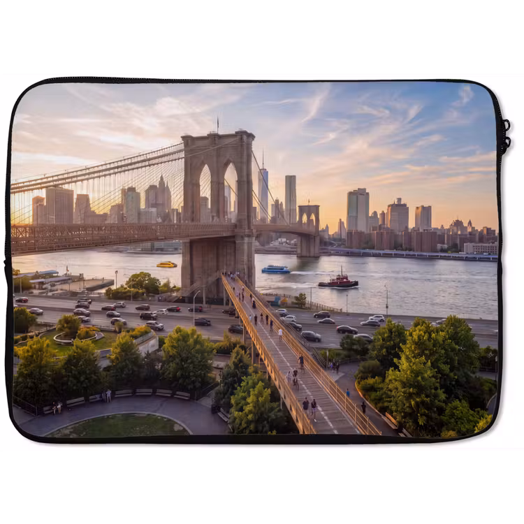 Brug - Rivier - Stad - Zonsondergang - Architectuur laptophoes neopreen klein -zkaufland3dotto