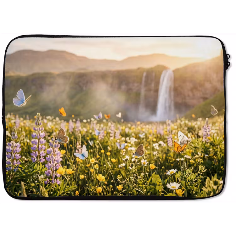 Vlinders - Waterval - Bloemenveld laptophoes neopreen klein -zkaufland3dotto
