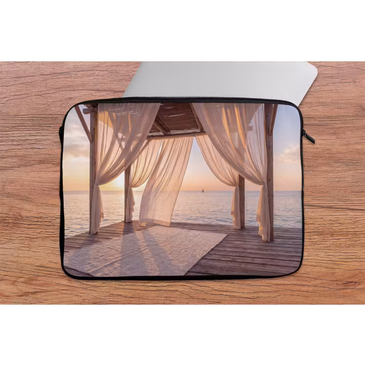 Overkapping - Zee - Zonsondergang - Vakantie - Rust laptophoes neopreen klein -tafel