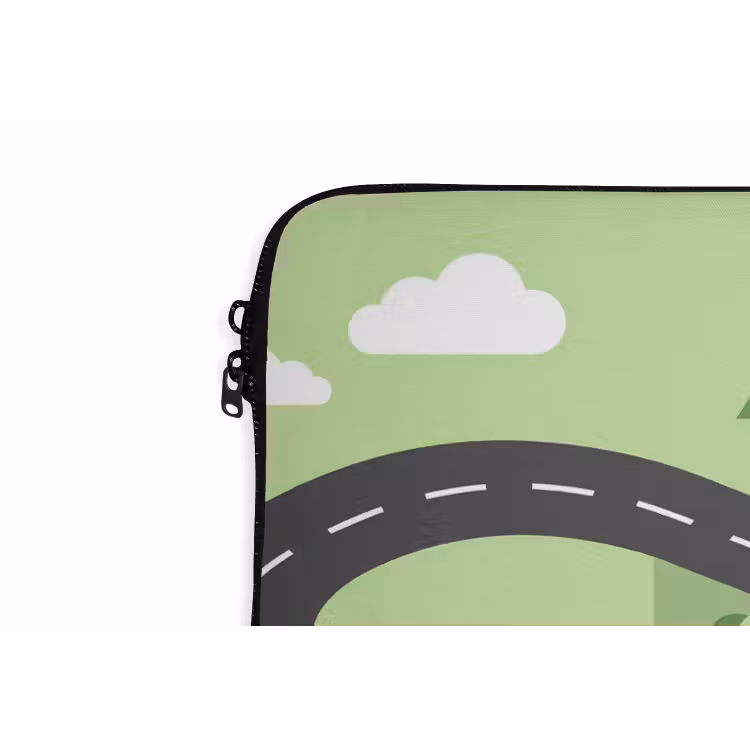 Auto - Bergweg - Natuur - Illustratie laptophoes neopreen klein -detail