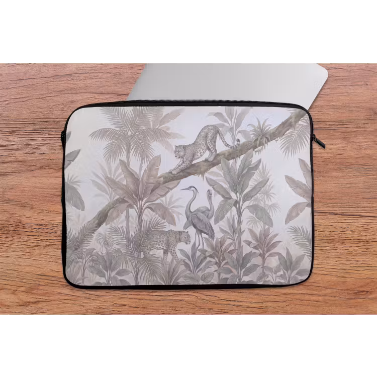 Kat - Vogel - Jungle - Illustratie - Dieren laptophoes neopreen klein -tafel