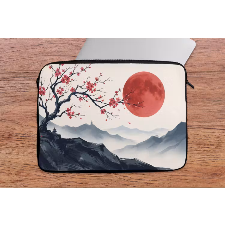 Kersenbloesem - Oosters - Rood laptophoes neopreen klein -tafel