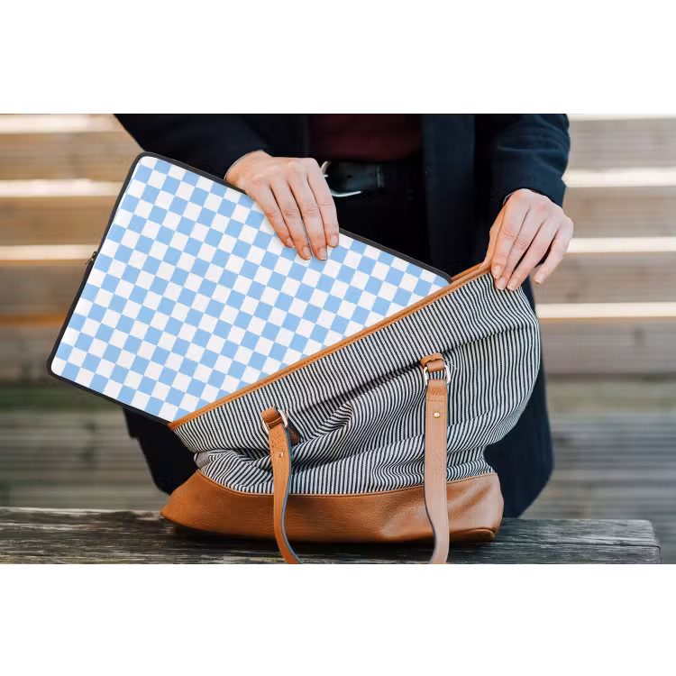 Schaakbord - Klassiek - Blauw laptophoes neopreen klein 279 -tas