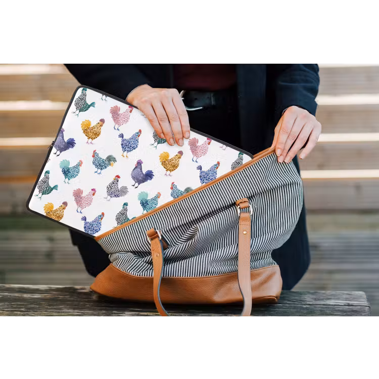 Kippen -Aquarel - Kleurrijk laptophoes neopreen klein 279 -tas