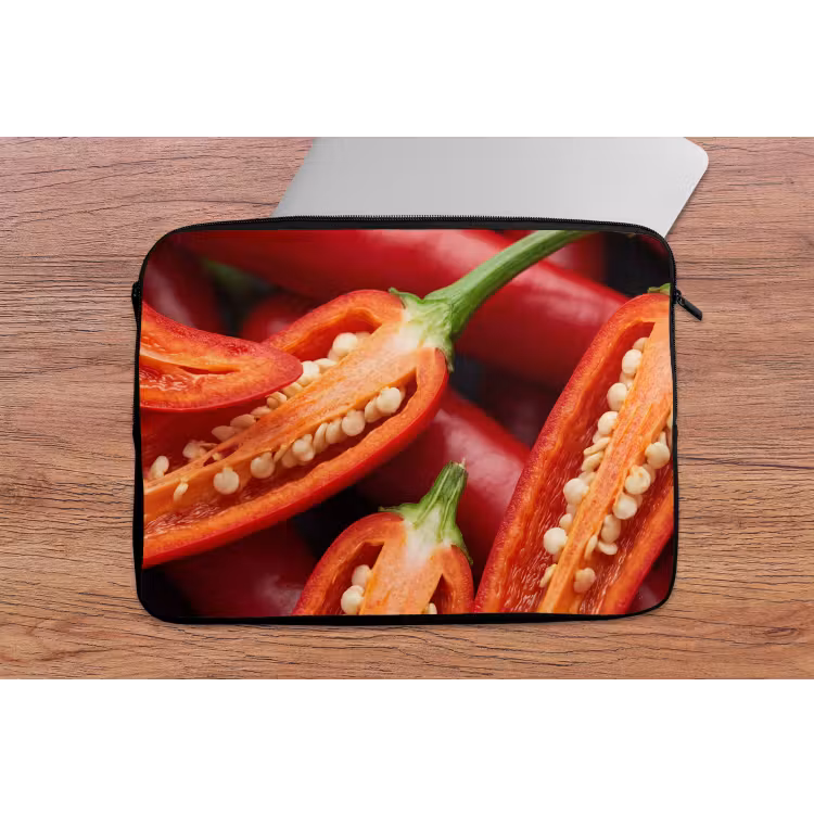 Laptop Sleeve - Chili Pepper - Open - Red - Chilipeper - Open - Rood laptophoes neopreen klein