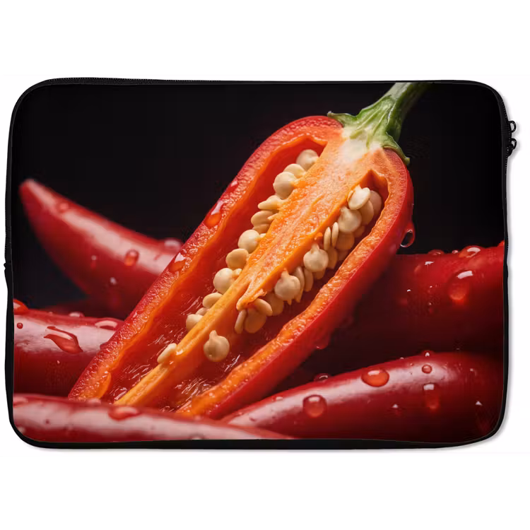 Laptop Sleeve - Chili Pepper - Red - Food - Chilipeper - Rood - Eten laptophoes neopreen klein