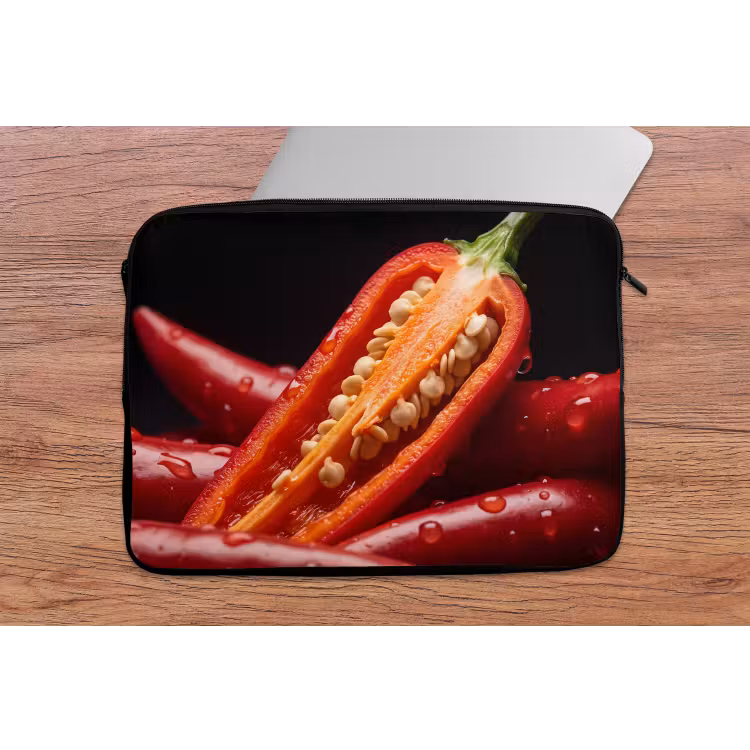 Laptop Sleeve - Chili Pepper - Red - Food - Chilipeper - Rood - Eten laptophoes neopreen klein