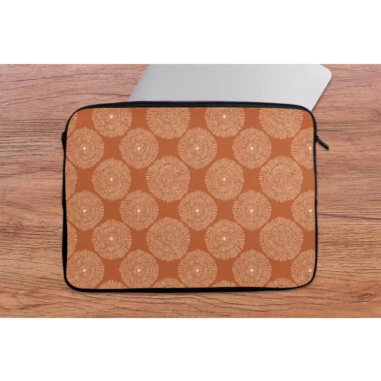 Cirkels - Grafisch - Patroon - Terracotta laptophoes neopreen klein 279 -tafel