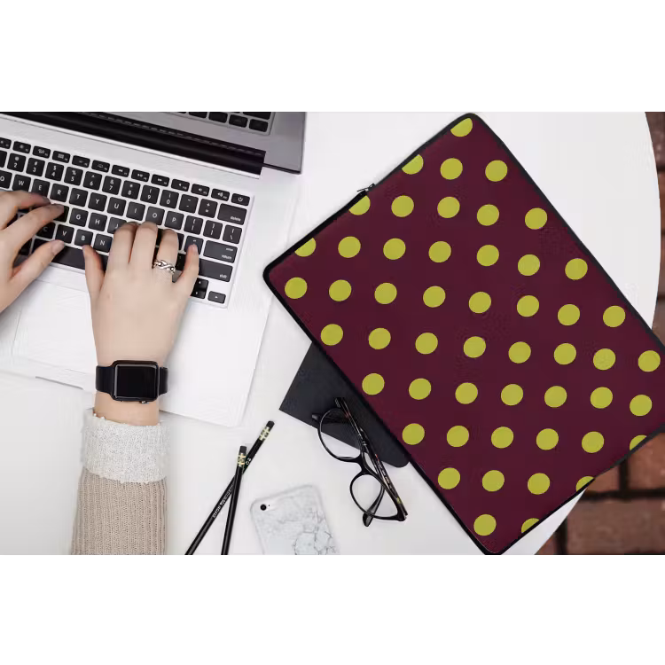 Klassiek - Stippen - Groen laptophoes neopreen klein 279 -bureau
