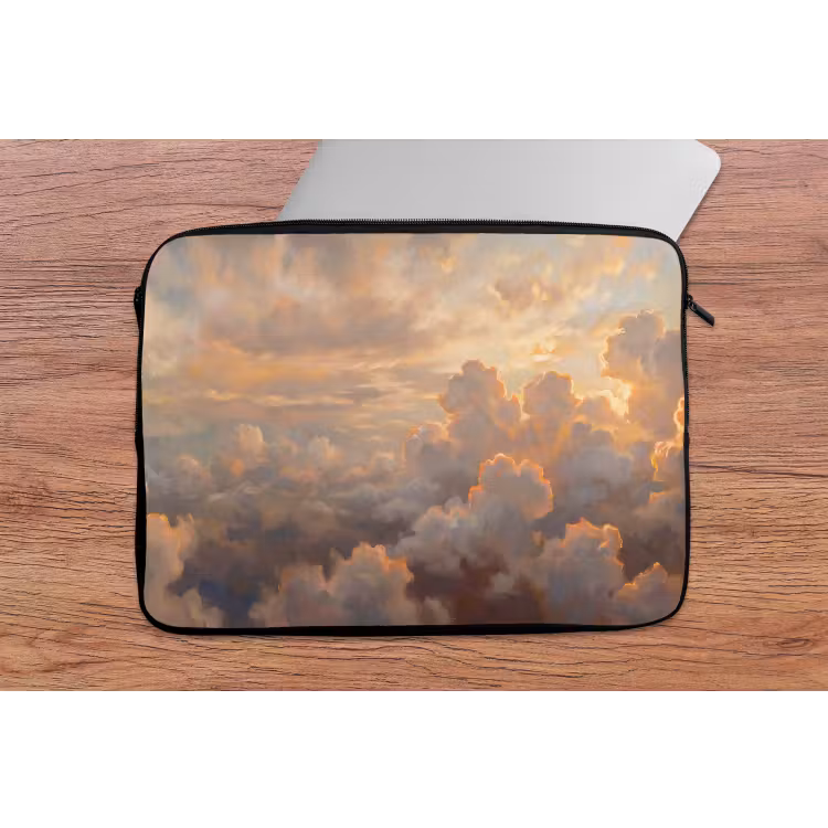 Wolken - Zonsondergang - Natuur - Abstract - Goud laptophoes neopreen klein -tafel