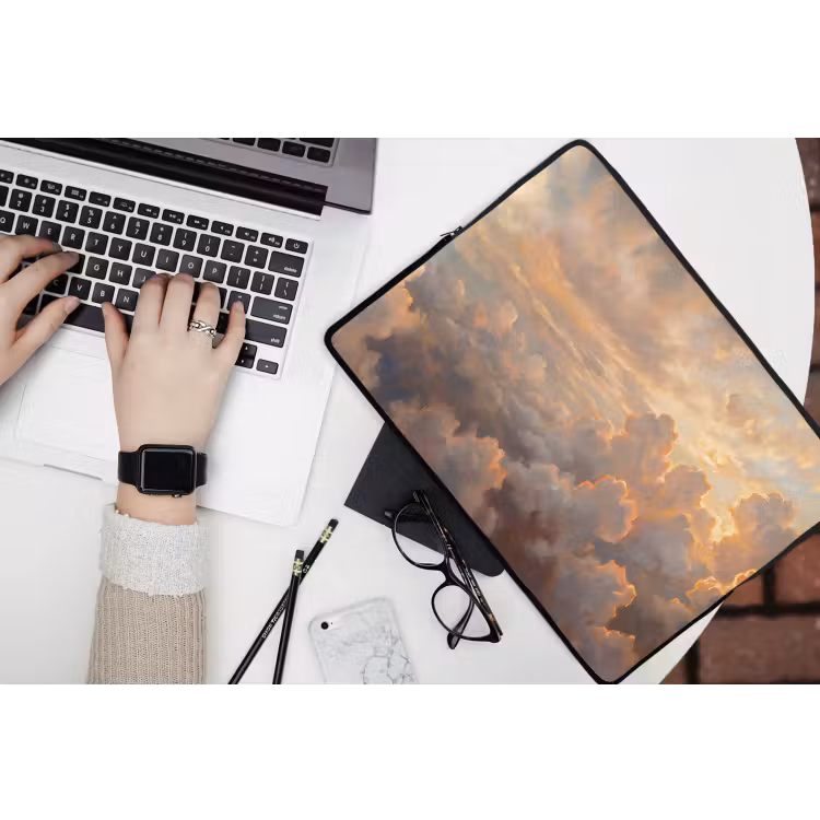 Wolken - Zonsondergang - Natuur - Abstract - Goud laptophoes neopreen klein -bureau