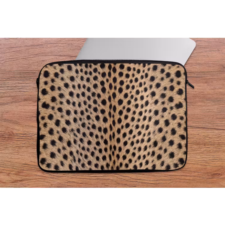 Vacht - Jachtluipaard - Zwart - Wit laptophoes neopreen klein -tafel
