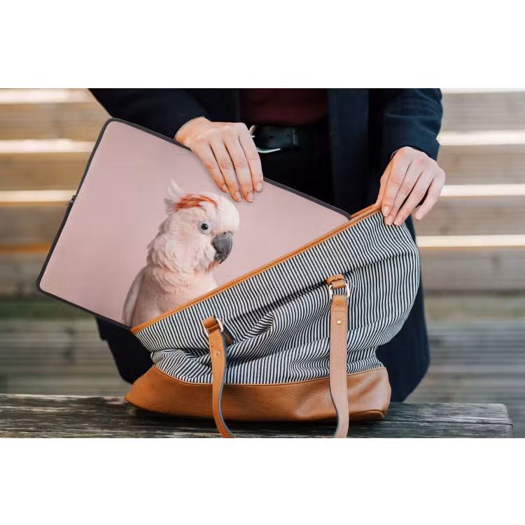 Kaketoe - Portret - Roze laptophoes neopreen klein -tas