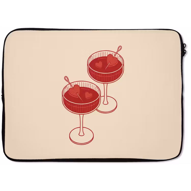 Cocktail - Hartjes - Liefde - Illustratie - Rood laptophoes neopreen klein -zkaufland3dotto