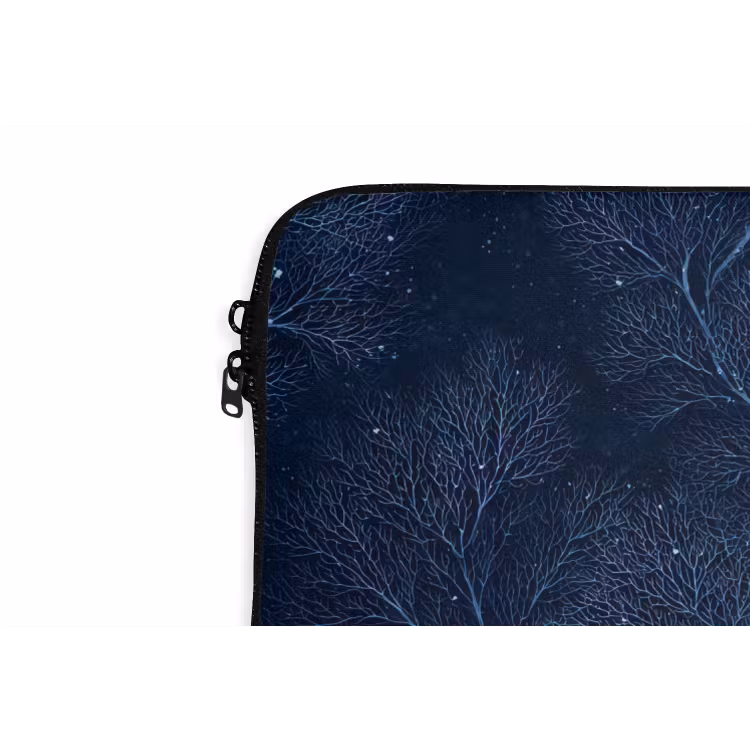 Koraal - Takken - Patroon - Nachtblauw laptophoes neopreen klein 279 -detail