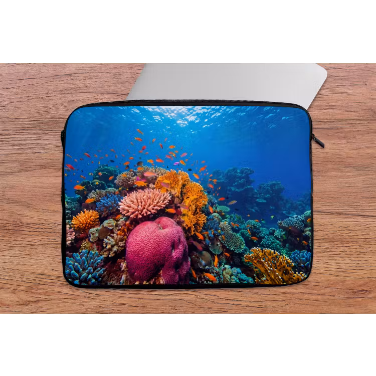 Koraal - Vissen - Oceaan - Natuur - Kleurrijk laptophoes neopreen klein -tafel