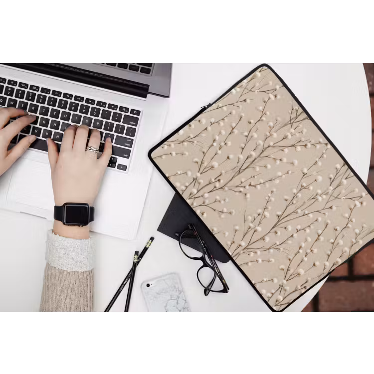 Katoen - Natuur - Taupe laptophoes neopreen klein 279 -bureau
