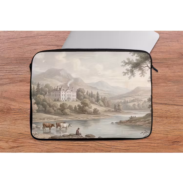 Landhuis - Rivier - Vee laptophoes neopreen klein -tafel