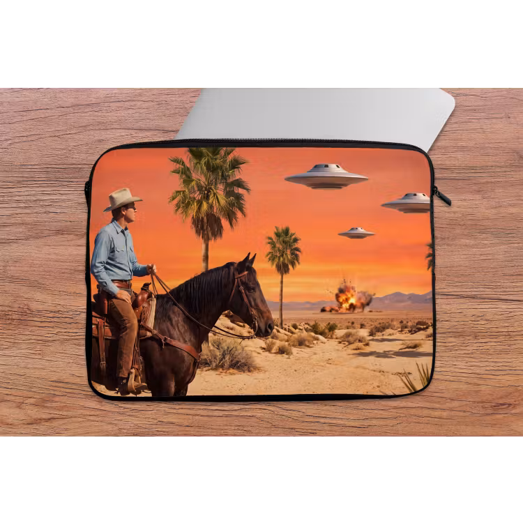 Laptop Sleeve - Cowboy - Horse - Desert - Cowboy - Paard - Woestijn laptophoes neopreen klein