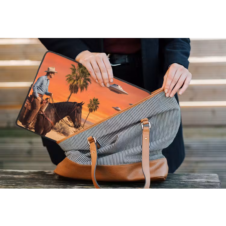 Laptop Sleeve - Cowboy - Horse - Desert - Cowboy - Paard - Woestijn laptophoes neopreen klein