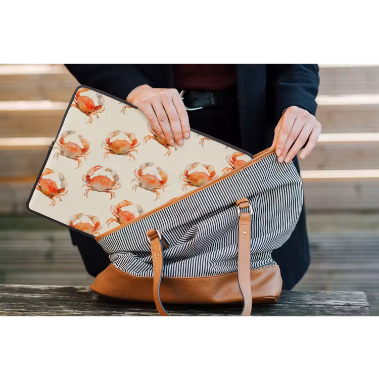 Krabben - Patroon - Oranje laptophoes neopreen klein 279 -tas
