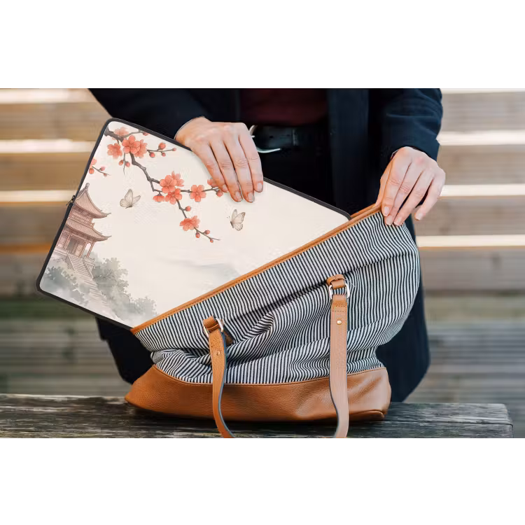 Kraanvogel - Azië - Klassiek laptophoes neopreen klein -tas