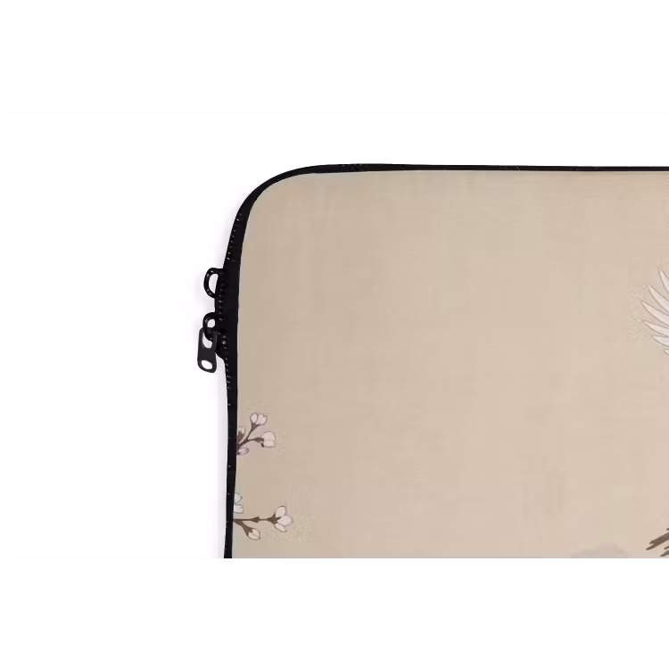 Kraanvogels - Bloesem - Beige laptophoes neopreen klein -detail