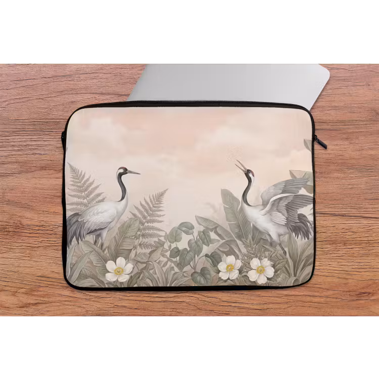 Kraanvogels - Natuur - Roze laptophoes neopreen klein -tafel