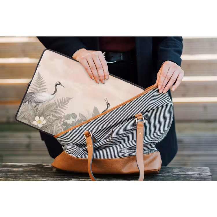 Kraanvogels - Natuur - Roze laptophoes neopreen klein -tas