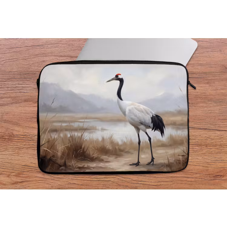 Kraanvogel - Natuur - Realistisch laptophoes neopreen klein -tafel