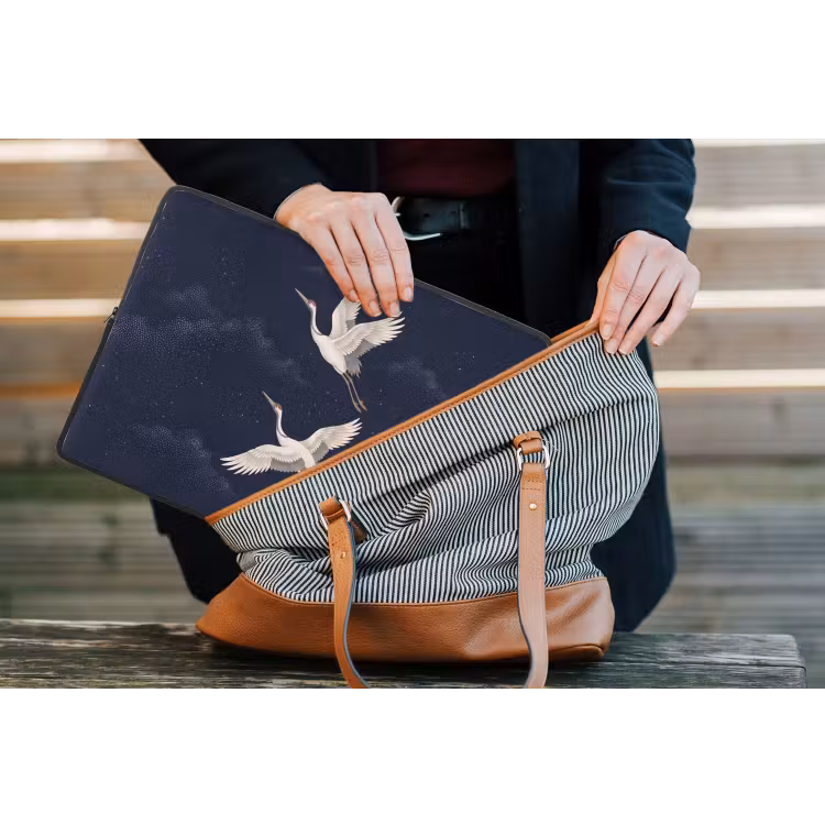 Kraanvogels - Nachthemel - Blauw laptophoes neopreen klein -tas