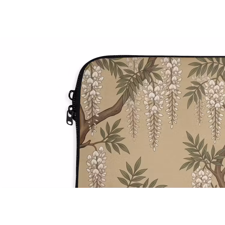 Kraanvogels - Water - Beige laptophoes neopreen klein -detail