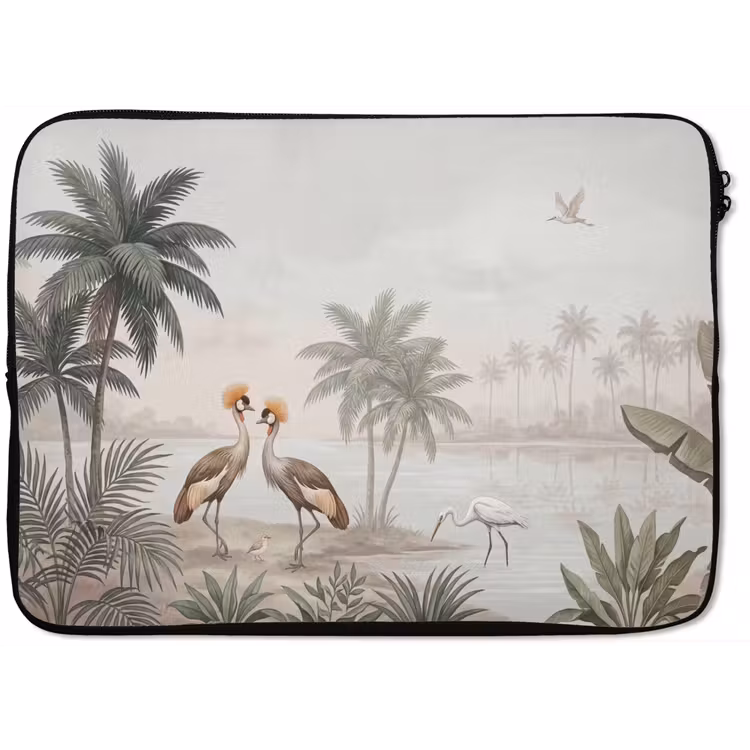 Kraanvogels - Palmbomen - Tropisch laptophoes neopreen klein -zkaufland3dotto