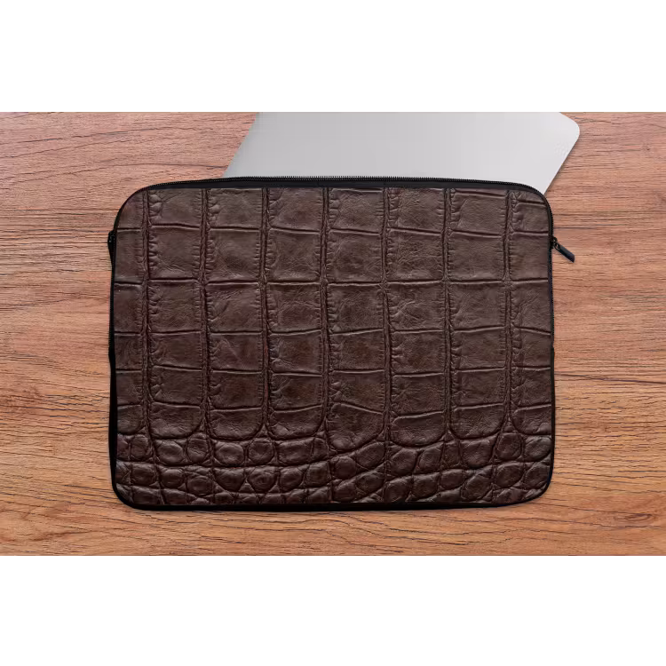 Krokodil - Leer - Bruin laptophoes neopreen klein -tafel