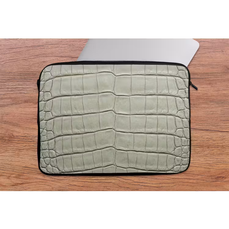 Krokodillenleer - Schubben - Groen laptophoes neopreen klein -tafel