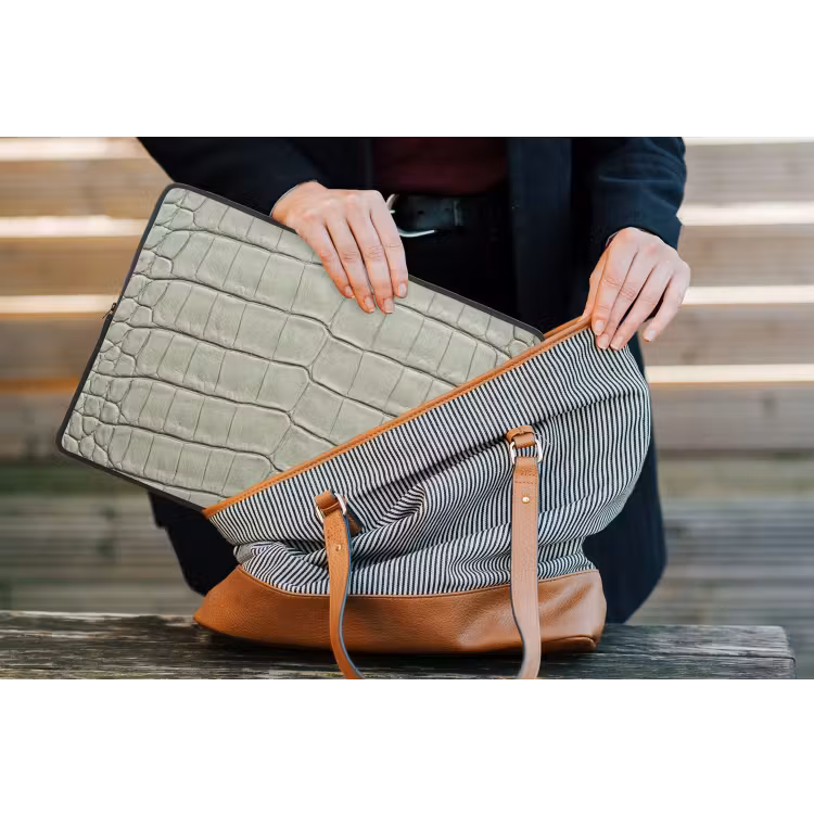 Krokodillenleer - Schubben - Groen laptophoes neopreen klein -tas