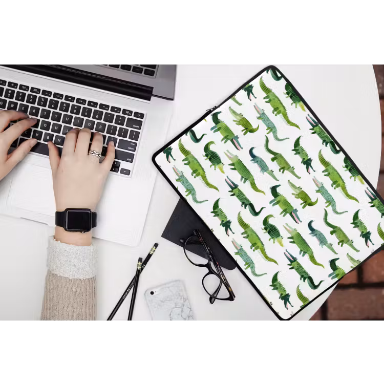 krokodillen - Speels - Groen laptophoes neopreen klein 279 -bureau