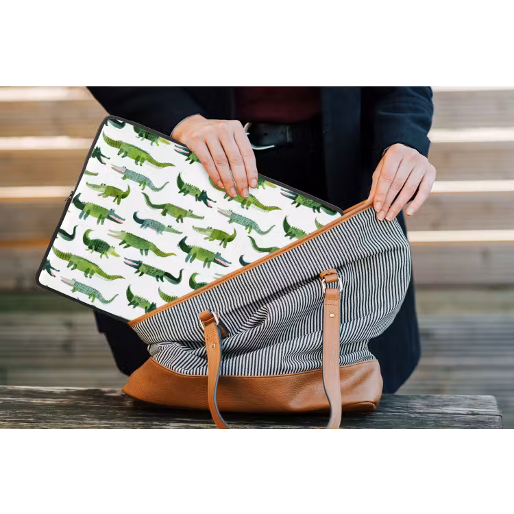 krokodillen - Speels - Groen laptophoes neopreen klein 279 -tas