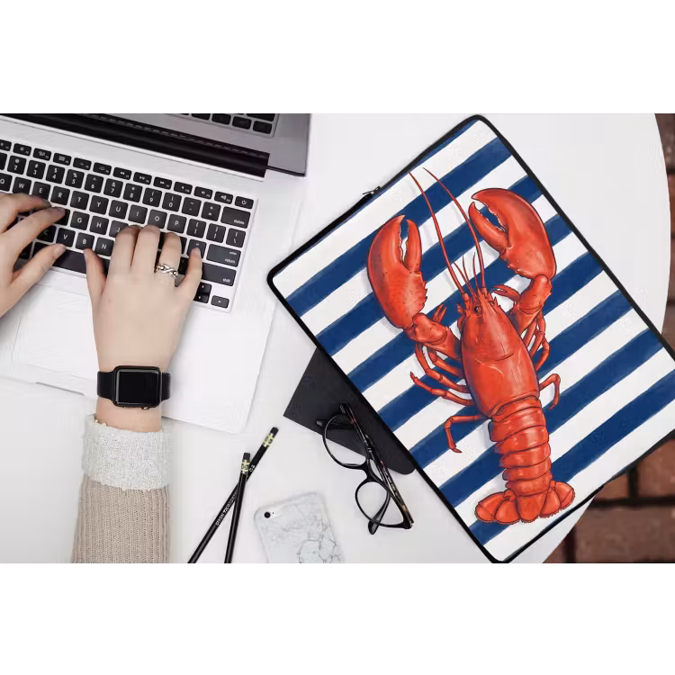 Schaaldier - Kreeft - Marine - Illustratie - Rood laptophoes neopreen klein -bureau