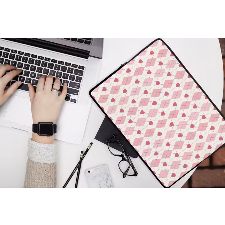 Ruiten - Klassiek - Roze - Wit laptophoes neopreen klein 279 -bureau